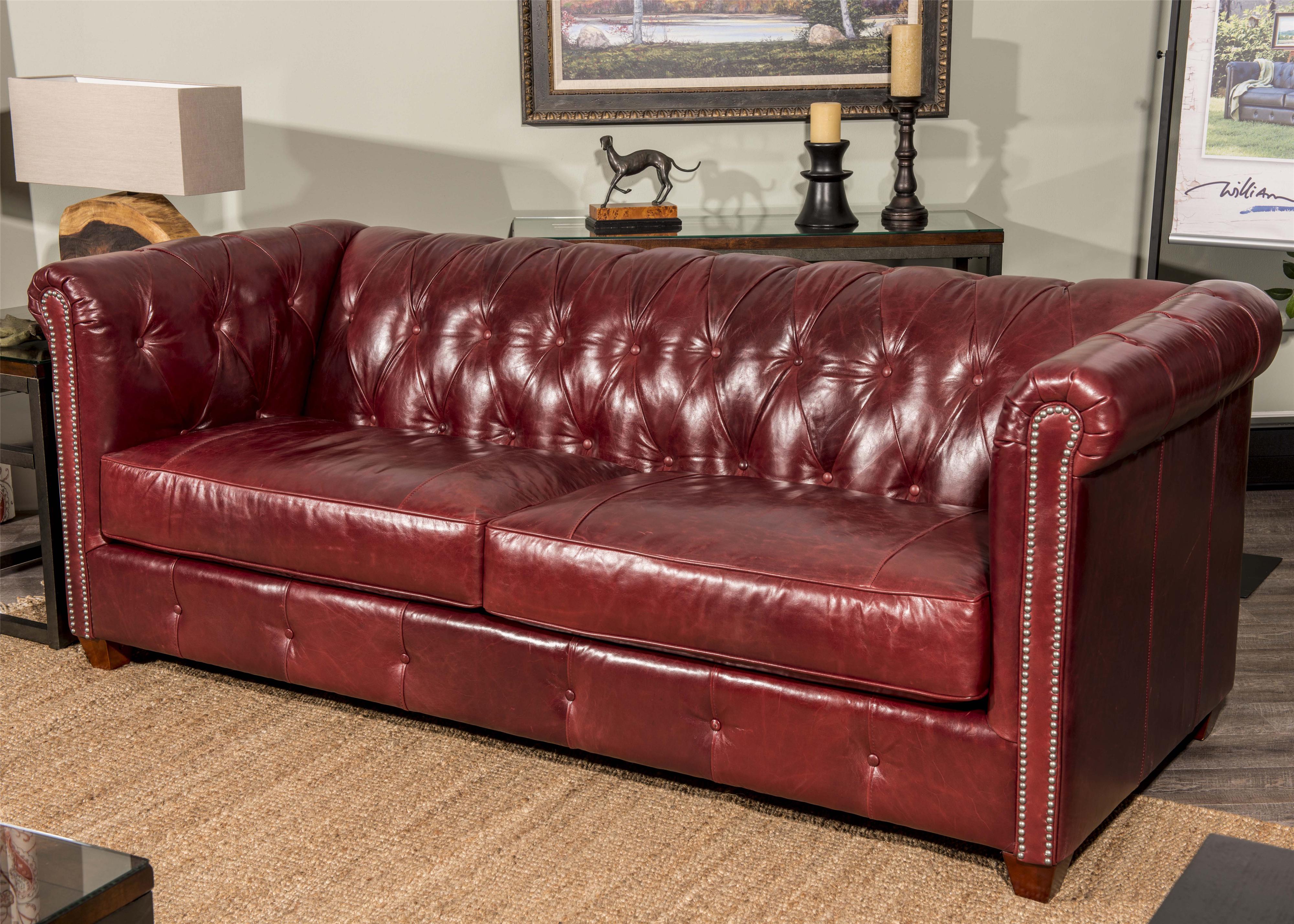 Klaussner Beech Mountain LD45210 S Traditional Chesterfield Sofa with Nailhead Trim and Down
